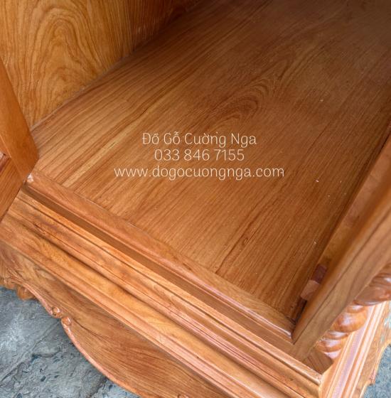 Tủ thờ gỗ Gõ Đỏ bụng phệ 1m75 cẩn trai cao cấp BT 012