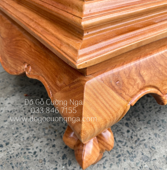 Tủ thờ gỗ Gõ Đỏ bụng phệ 1m75 cẩn trai cao cấp BT 012