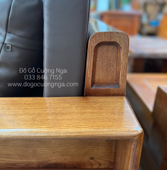 Bàn Ghế Sofa Gỗ Sồi Nga Góc L Hiện Đại 2m8x1m8 - Nệm Da