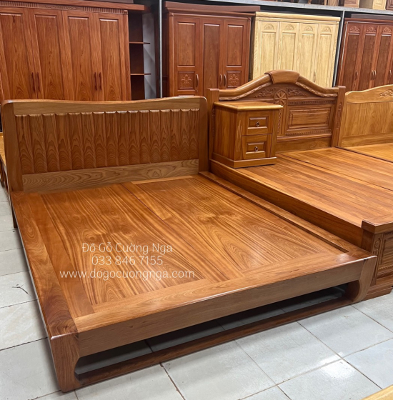 Giường Ngủ Kiểu Nhật Chân Quỳ Gỗ Xoan Đào Phản Liền