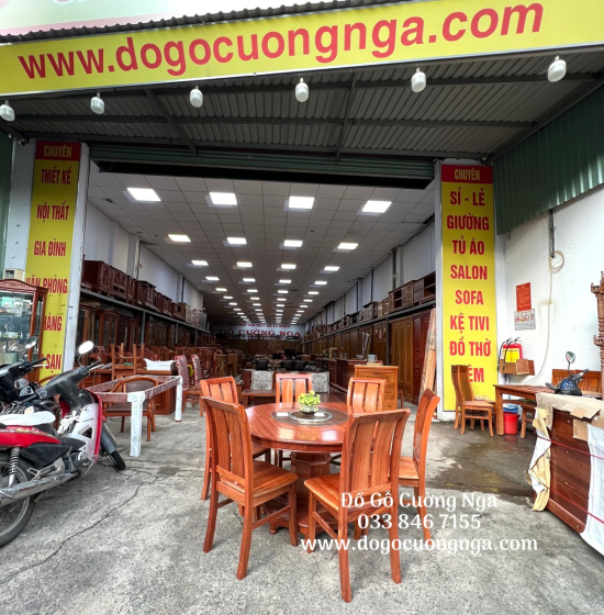 Bộ bàn ăn tròn mâm xoay gỗ Xoan Đào 6 ghế cao cấp BG 038