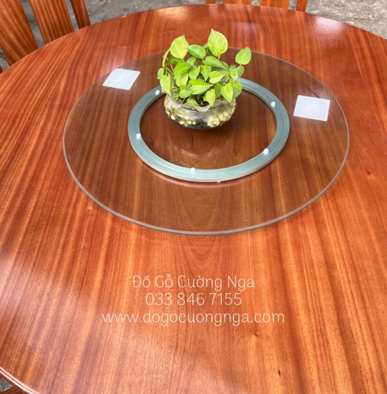 Bộ bàn ăn tròn mâm xoay gỗ Xoan Đào 6 ghế cao cấp BG 038