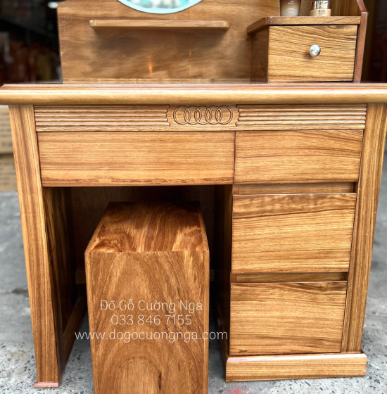 Bàn Trang Điểm Gỗ Hương Xám Gương Hộp Giá Rẻ TĐ 017