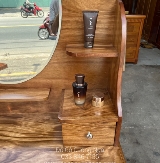 Bàn Trang Điểm Gỗ Hương Xám Gương Hộp Giá Rẻ TĐ 017
