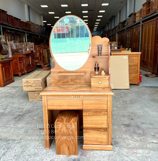Bàn Trang Điểm Gỗ Hương Xám Gương Hộp Giá Rẻ TĐ 017