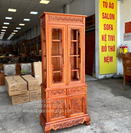 Tủ rượu gỗ Hương Đá đẹp giá rẻ - vuông 80cm 