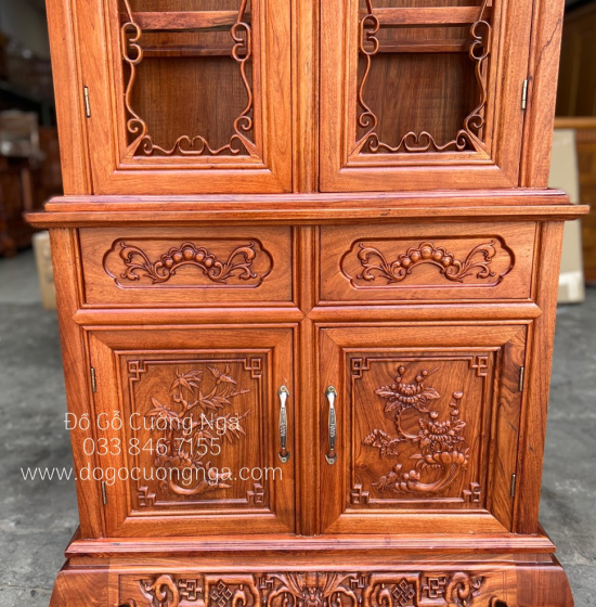 Tủ rượu gỗ Hương Đá đẹp giá rẻ - vuông 80cm 