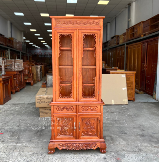 Tủ rượu gỗ Hương Đá đẹp giá rẻ - vuông 80cm 