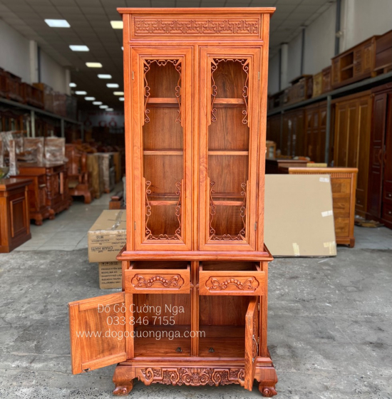 Tủ rượu gỗ Hương Đá đẹp giá rẻ - vuông 80cm 