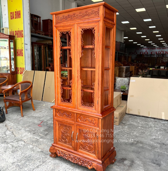 Tủ rượu gỗ Hương Đá đẹp giá rẻ - vuông 80cm 