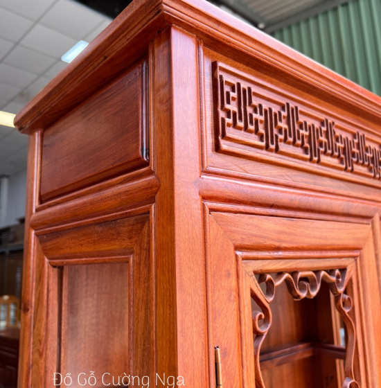Tủ rượu gỗ Hương Đá đẹp giá rẻ - vuông 80cm 