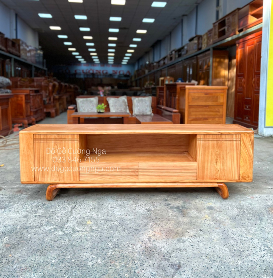 Kệ tivi gỗ gõ đỏ hiện đại 2m - chân xoắn KG 02 