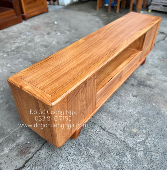 Kệ tivi gỗ gõ đỏ hiện đại 2m - chân xoắn KG 02 