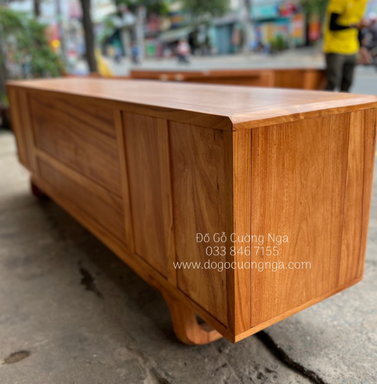 Kệ tivi gỗ gõ đỏ hiện đại 2m - chân xoắn KG 02 
