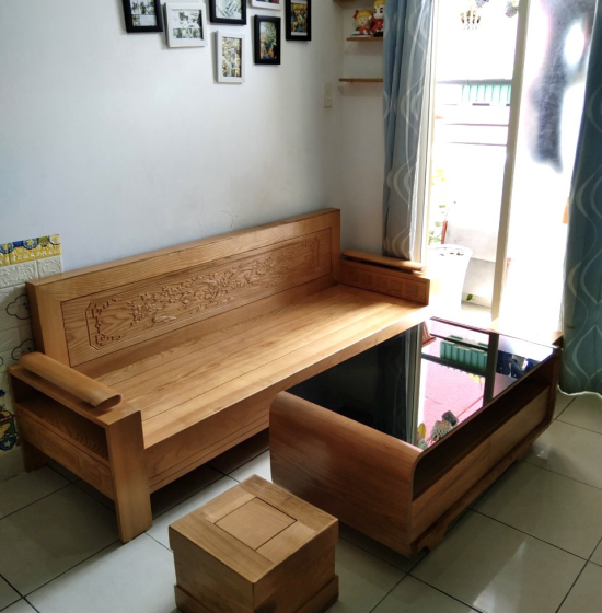Bộ Ghế Sofa Văng Gỗ Sồi Nga 2m - Tựa Cảnh 