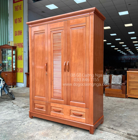 Tủ Quần Áo Gỗ Xoan Đào 3 Cánh 1m6 Đẹp Cao Cấp