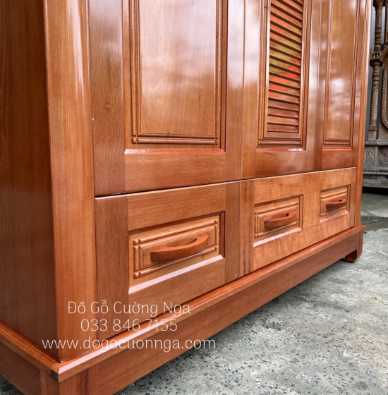 Tủ Quần Áo Gỗ Xoan Đào 3 Cánh 1m6 Đẹp Cao Cấp