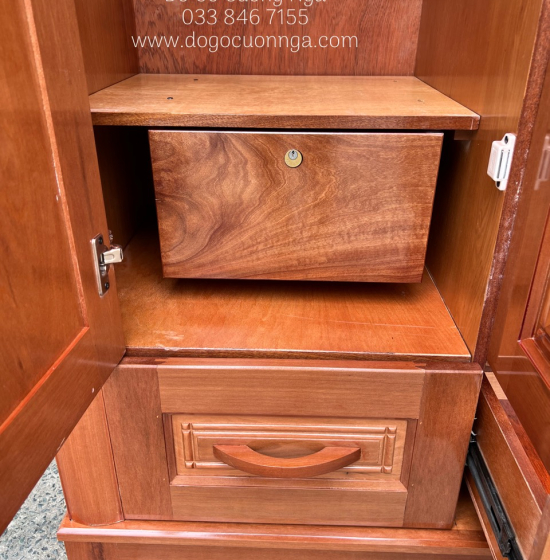 Tủ Quần Áo Gỗ Xoan Đào 3 Cánh 1m6 Đẹp Cao Cấp