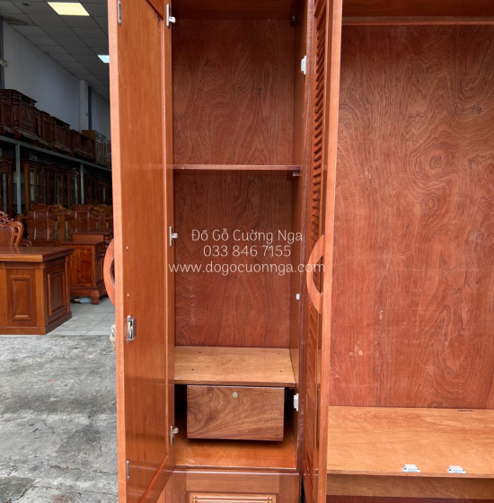 Tủ Quần Áo Gỗ Xoan Đào 3 Cánh 1m6 Đẹp Cao Cấp