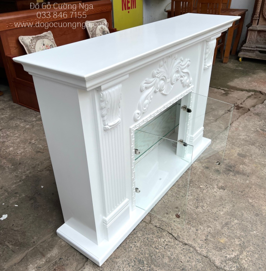 Lò sưởi trang trí gỗ xoan đào - kết hợp tủ rượu TG 01