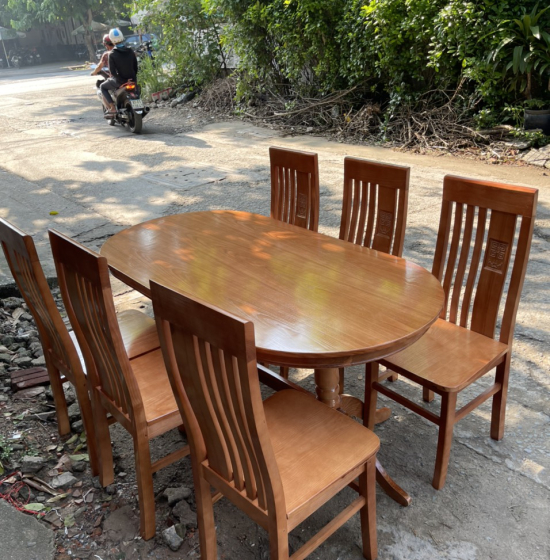 Bộ bàn ăn gỗ sồi nga 6 ghế hiện đại - mẫu oval BG 071