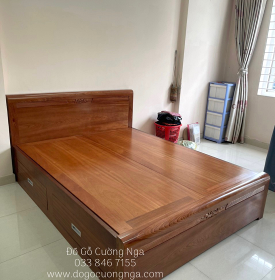 Giường ô kéo gỗ xoan đào phản liền cao cấp 