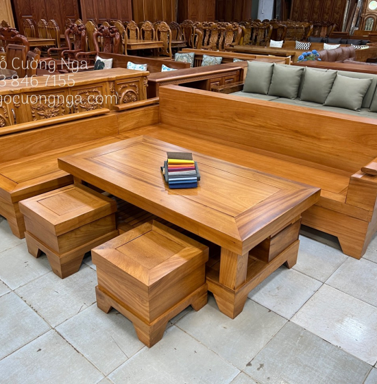 Bộ ghế sofa gỗ gõ đỏ tay trứng cao cấp 2m4x2m 