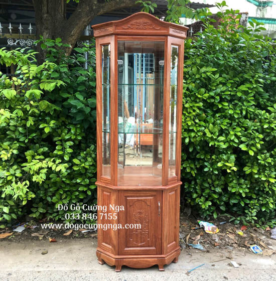 Tủ rượu,tủ ly trang trí gỗ xoan đào góc 50 - TG 018