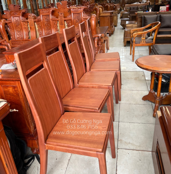 Bộ bàn ăn gỗ Xoan Đào 6 ghế mặt đá cao cấp BG 048