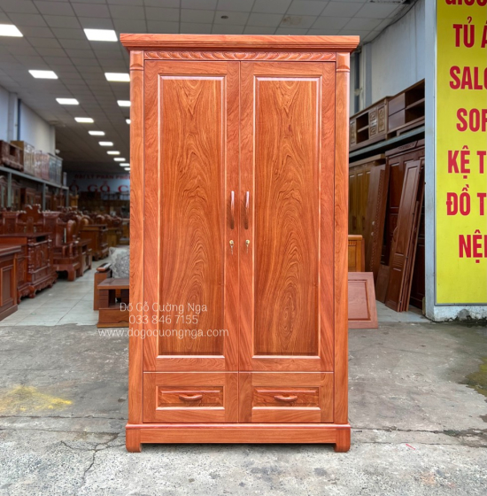 Tủ Áo Gỗ Hương Đá 2 Cánh Hiện Đại