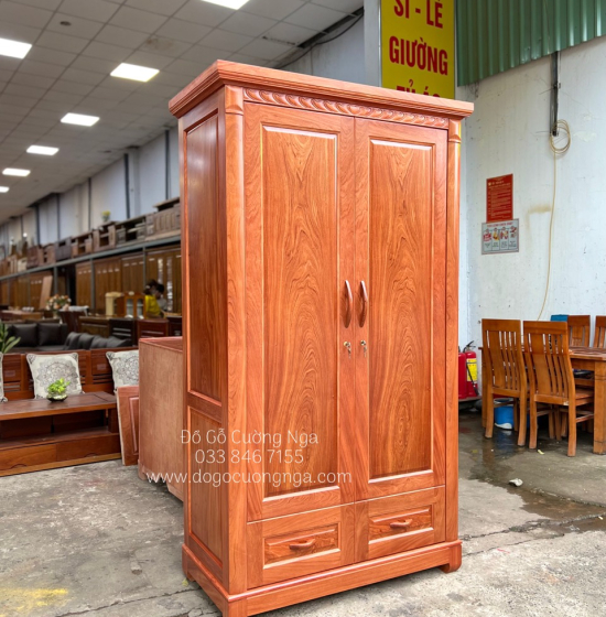 Tủ Áo Gỗ Hương Đá 2 Cánh Hiện Đại