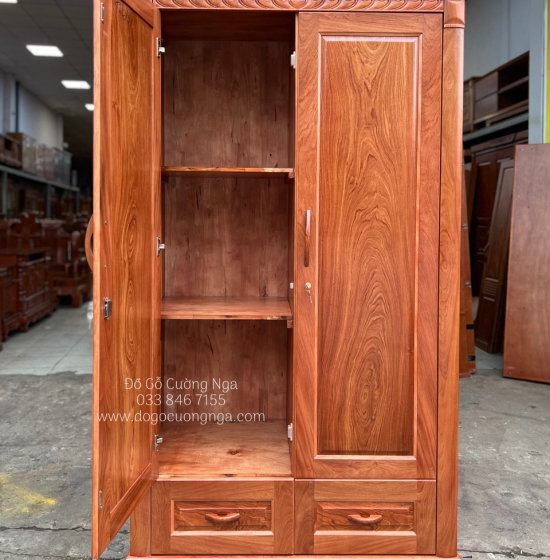 Tủ Áo Gỗ Hương Đá 2 Cánh Hiện Đại