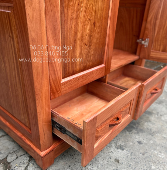Tủ Áo Gỗ Hương Đá 2 Cánh Hiện Đại
