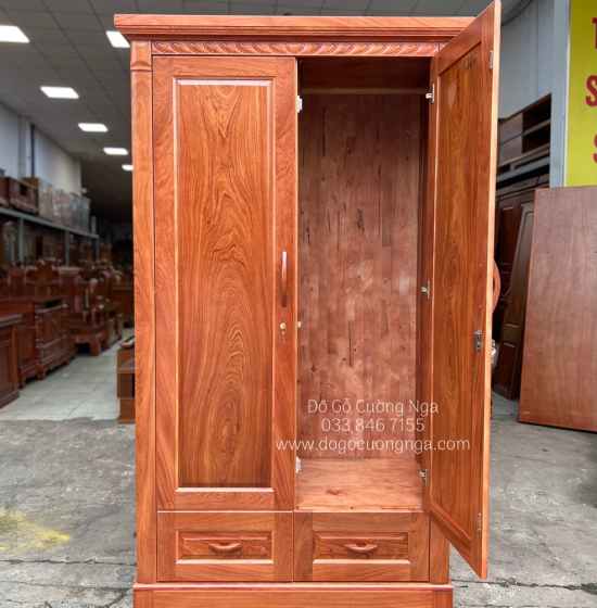 Tủ Áo Gỗ Hương Đá 2 Cánh Hiện Đại