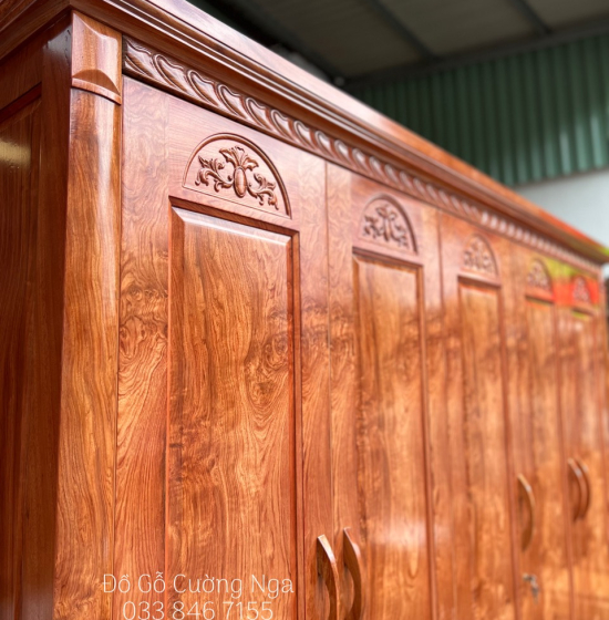Tủ Áo Gỗ Hương Đá 5 Cánh Cao Cấp 