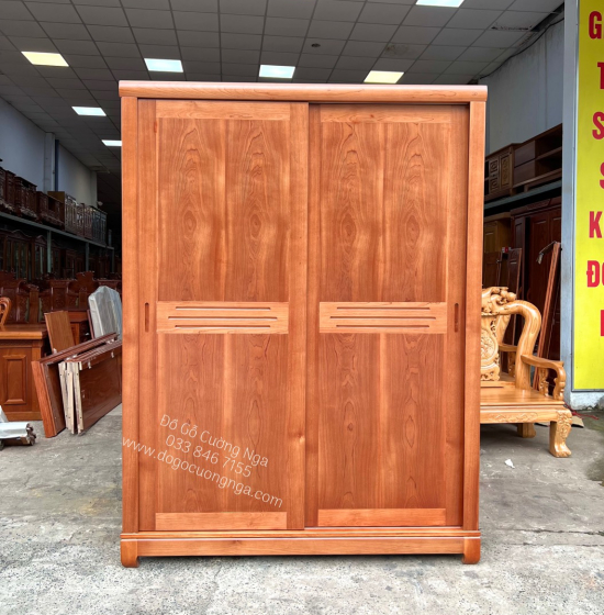 Tủ áo cửa lùa gỗ xoan đào 1m6 hiện đại 