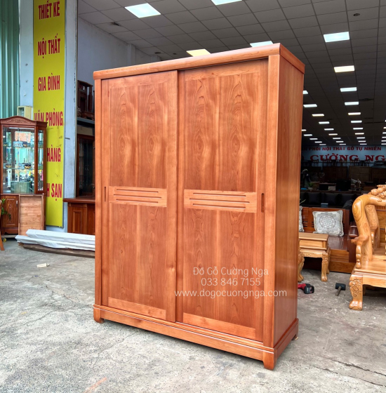 Tủ áo cửa lùa gỗ xoan đào 1m6 hiện đại 