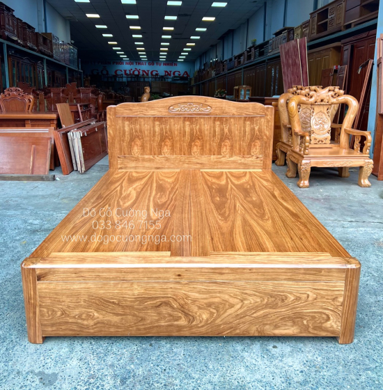 Giường Ngủ Gỗ Hương Xám Vạt Phản Liền Cao Cấp - Mẫu Vòm 