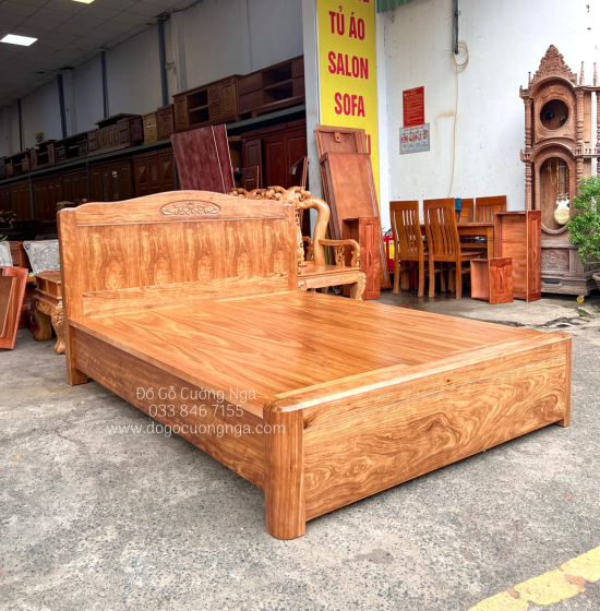 Giường Ngủ Gỗ Hương Xám Vạt Phản Liền Cao Cấp - Mẫu Vòm 
