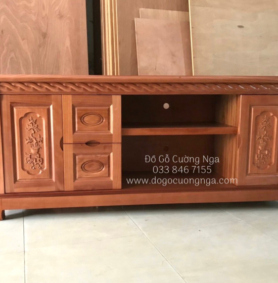 Kệ Tivi Gỗ Xoan Đào Mẫu Nhật Quẩy KG 028