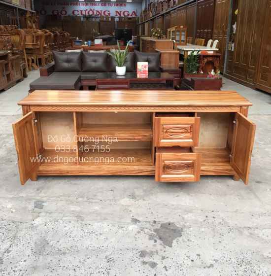 Kệ Tivi Gỗ Hương Xám Mẫu Nhật Quẩy KG 021