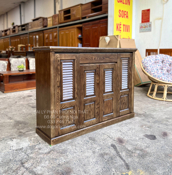 Tủ Giày Dép 4 Cánh Gỗ Sồi Nga Lau Màu Óc Chó TD 017