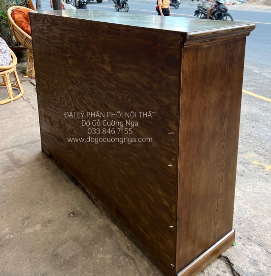 Tủ Giày Dép 4 Cánh Gỗ Sồi Nga Lau Màu Óc Chó TD 017
