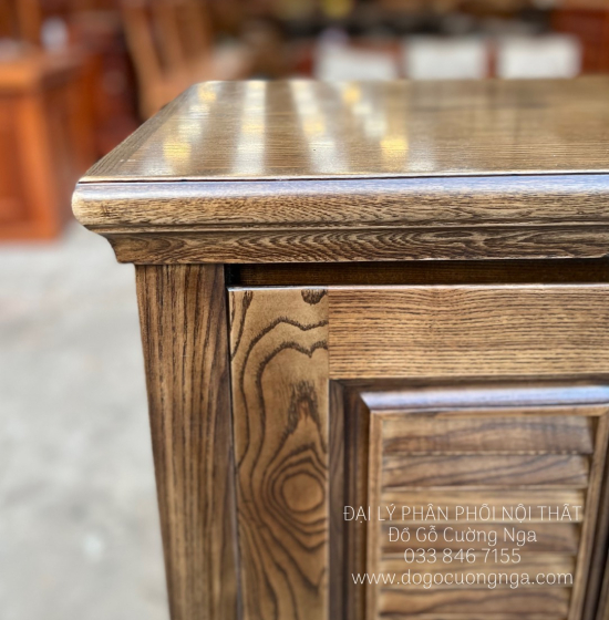 Tủ Giày Dép 4 Cánh Gỗ Sồi Nga Lau Màu Óc Chó TD 017