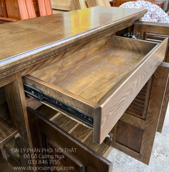 Tủ Giày Dép 4 Cánh Gỗ Sồi Nga Lau Màu Óc Chó TD 017