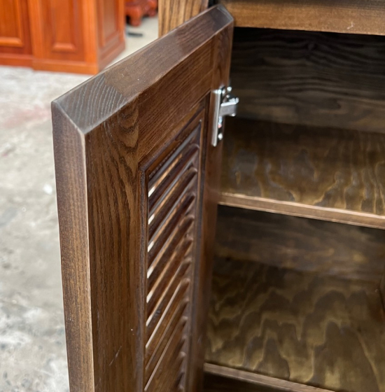 Tủ Giày Dép 4 Cánh Gỗ Sồi Nga Lau Màu Óc Chó TD 017