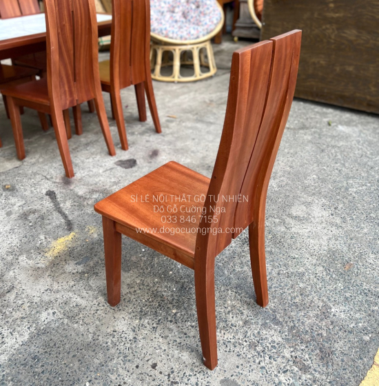 Bộ bàn ăn gỗ Xoan Đào mặt đá 6 ghế - chân hươu cao cấp 