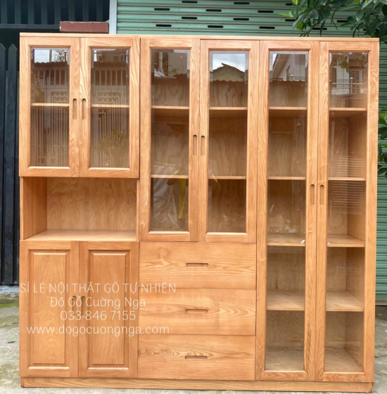 Tủ Hồ Sơ - Tủ Sách Gỗ Sồi Nga Hiện Đại Màu Tự Nhiên 