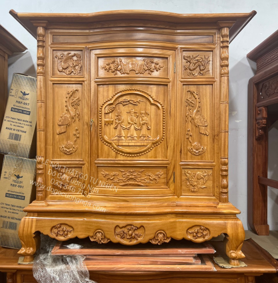 Tủ thờ gỗ gõ đỏ 1m27 - trạm Tam Đa BT 015