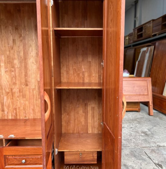 Tủ áo gỗ hương đá 3 cánh - 1m6 mẫu đơn giản